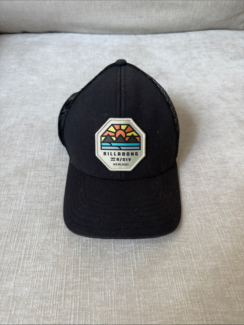 Billabong Black Trucker Hat with Sunrise Patch